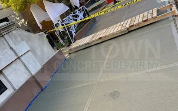 Restored concrete surface after professional repair work